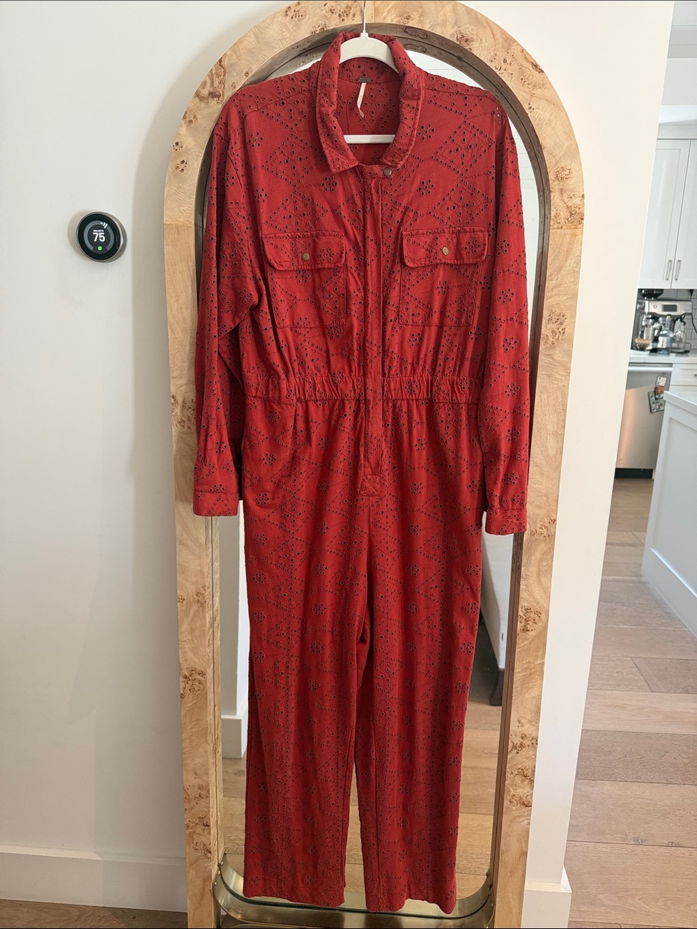 Free People Rust Eyelet Utility Jumpsuit for Women size 12/xl